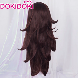 DokiDoki Game Cosplay Women Wig Long Curly Dark Brown Hair