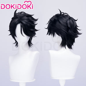 DokiDoki Game Identity V Copslay Luca Balsa Wig Short Curly Black Hair Prisoner E-Sports idv