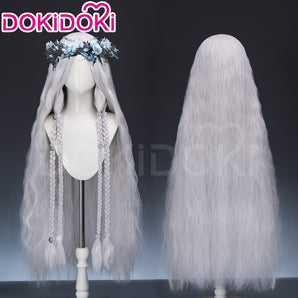 【100 CM】DokiDoki Game Elden Ring Cosplay Revenant Wig Long Curly Silver Hair