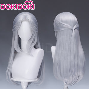 DokiDoki Game Women Wig Long Straight Silver Hair