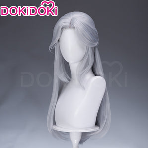 DokiDoki Game Women Wig Long Straight Silver Hair