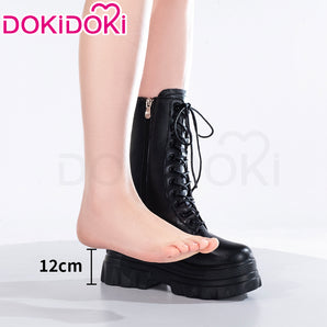 【Partially Ready For Ship】【12CM】DokiDoki Height Increasing Shoes / Elevator Shoes Martin Boots Black White 12CM Platform Shoes