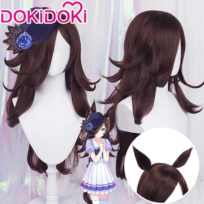 DokiDoki Game Cosplay Women Wig Long Curly Dark Brown Hair