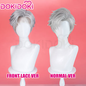 【Partially Ready For Ship】【Front Lace】DokiDoki Game Love and Deepspace Cosplay Sylus Wig / Glasses / Necklace / Brooch / Ear / Tail Men Short Sliver Mullet Defiant Spirit