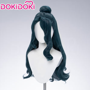 DokiDoki Anime The Apothecary Diaries Cosplay Suirei Wig Long Curly Dark Green Hair Detachable Bun Shisui