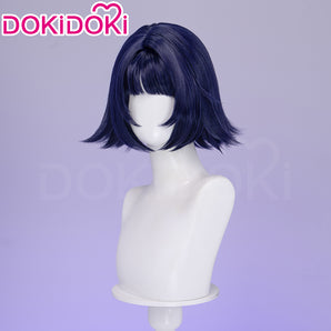 DokiDoki Game Genshin Impact Miliastra Wonderland Cosplay Manekina Wig Short Straight Navy Blue Hair Wonderland Manekin